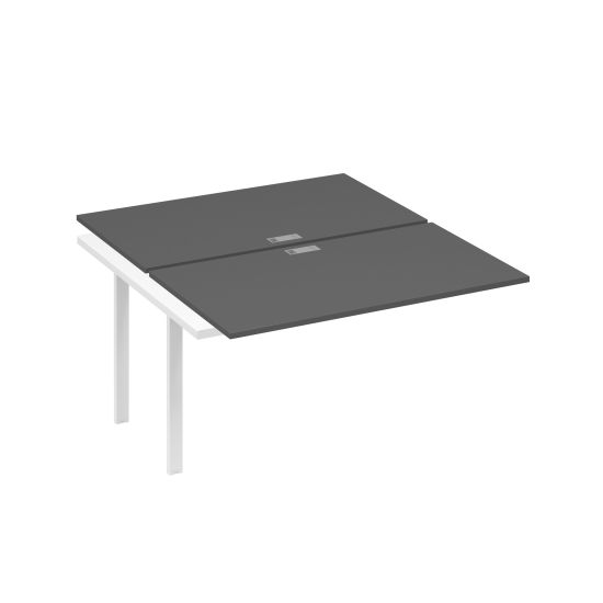 Секция стола рабочей станции 2х140 на каркасе UNO антрацит премиум / металлокаркас белый