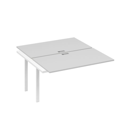 Секция стола рабочей станции 2х140 на каркасе UNO серый / металлокаркас белый