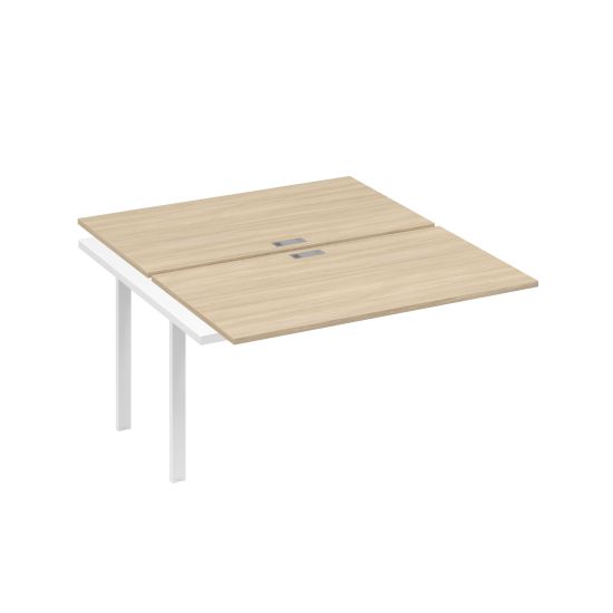 Секция стола рабочей станции 2х140 на каркасе UNO дуб скандинавский / металлокаркас белый