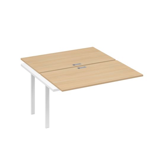 Секция стола рабочей станции 2х140 на каркасе UNO натуральный дуб / металлокаркас белый