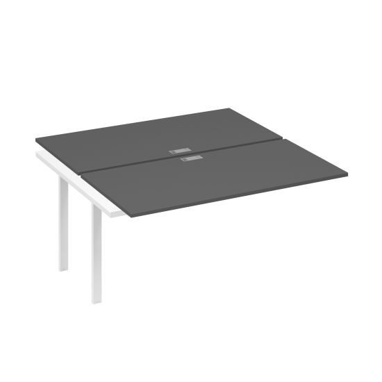 Секция стола рабочей станции 2х160 с металлокаркасом UNO антрацит премиум / металлокаркас белый