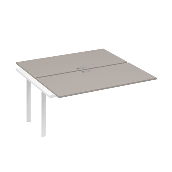 Секция стола рабочей станции 2х160 с металлокаркасом UNO мокко премиум / металлокаркас белый