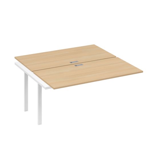 Секция стола рабочей станции 2х160 с металлокаркасом UNO натуральный дуб / металлокаркас белый
