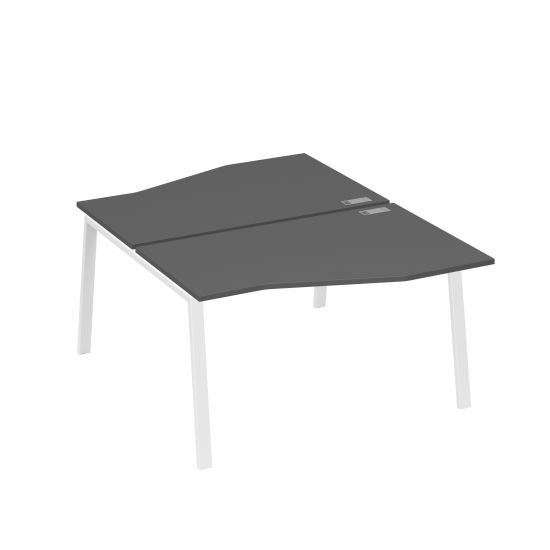 Рабочая станция столы Техно (2х140) каркас TRE антрацит премиум / металлокаркас белый