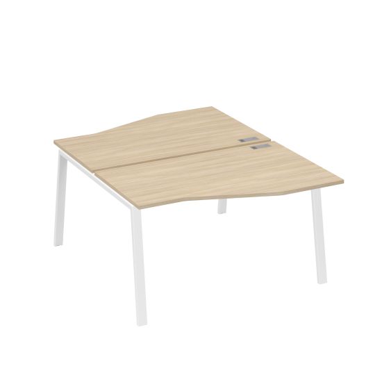Рабочая станция столы Техно (2х140) каркас TRE дуб скандинавский / металлокаркас белый