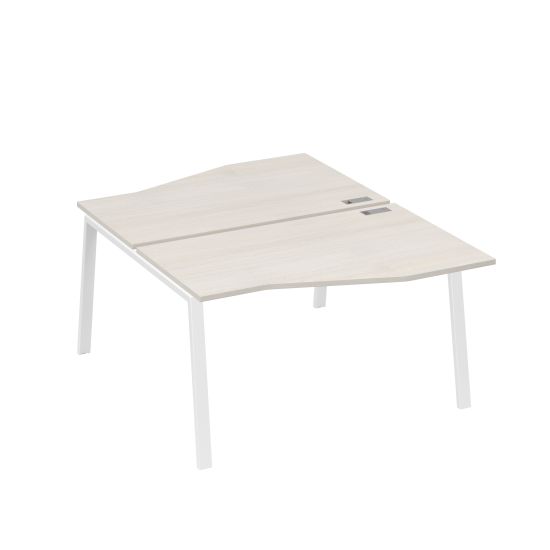 Рабочая станция столы Техно (2х140) каркас TRE дуб / металлокаркас белый