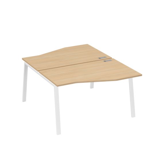 Рабочая станция столы Техно (2х140) каркас TRE натуральный дуб / металлокаркас белый