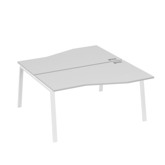 Рабочая станция (2х160) столы Техно на опорах TRE серый / металлокаркас белый