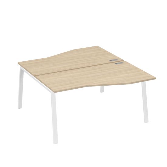 Рабочая станция (2х160) столы Техно на опорах TRE дуб скандинавский / металлокаркас белый