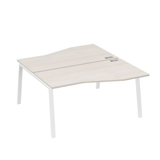 Рабочая станция (2х160) столы Техно на опорах TRE дуб / металлокаркас белый
