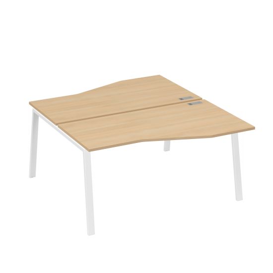 Рабочая станция (2х160) столы Техно на опорах TRE натуральный дуб / металлокаркас белый