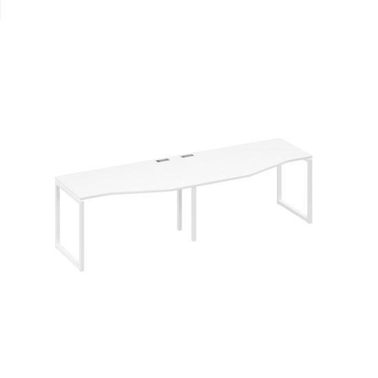 Рабочая станция столы (2х140) Техно эргономичные каркас QUATTRO белый премиум / металлокаркас белый