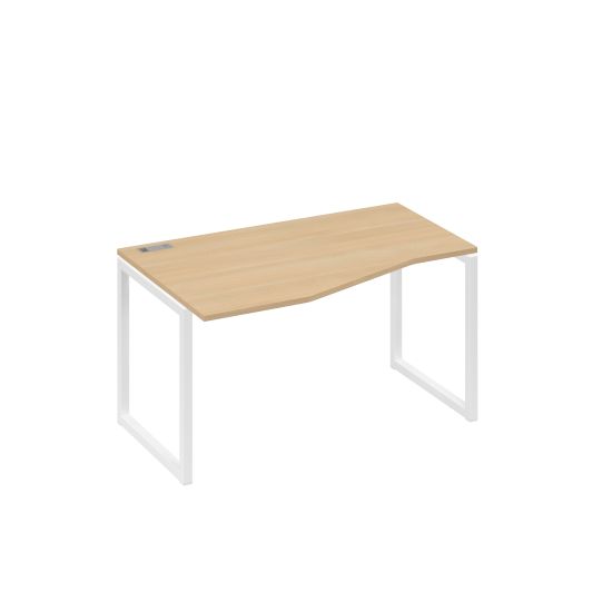 Стол левый эргономичный Техно металлокаркас QUATTRO натуральный дуб / металлокаркас белый
