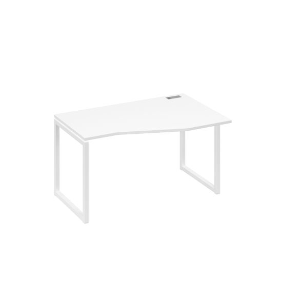 Стол правый Техно на металлокаркасе QUATTRO эргономичный белый премиум / металлокаркас белый