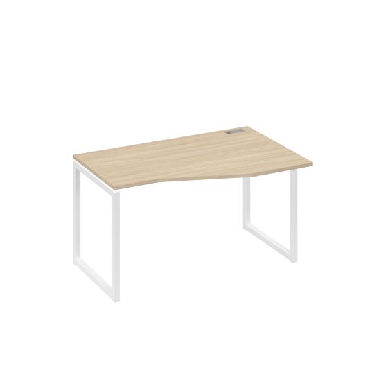 Стол правый Техно на металлокаркасе QUATTRO эргономичный дуб скандинавский / металлокаркас белый