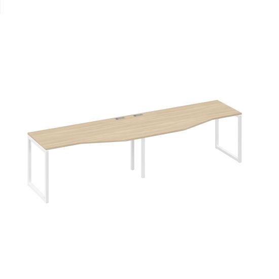 Рабочая станция со столами Техно (2х160) на каркасе QUATTRO дуб скандинавский / металлокаркас белый