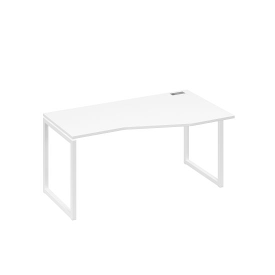 Стол на металлокаркасе QUATTRO эргономичный правый Техно белый премиум / металлокаркас белый