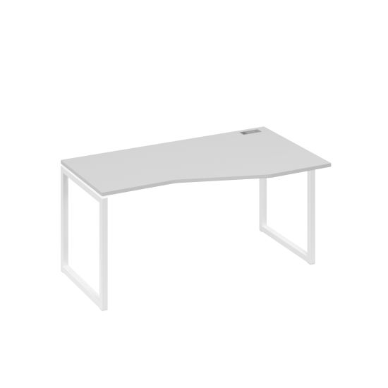 Стол на металлокаркасе QUATTRO эргономичный правый Техно серый / металлокаркас белый