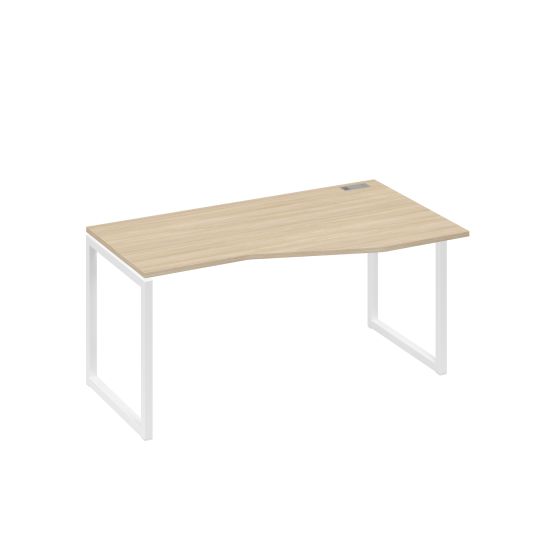 Стол на металлокаркасе QUATTRO эргономичный правый Техно дуб скандинавский / металлокаркас белый