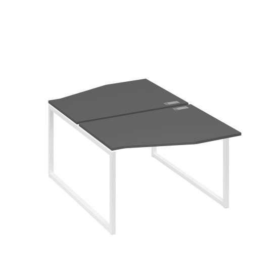 Рабочая станция каркас QUATTRO (2х120) столы Техно антрацит премиум / металлокаркас белый