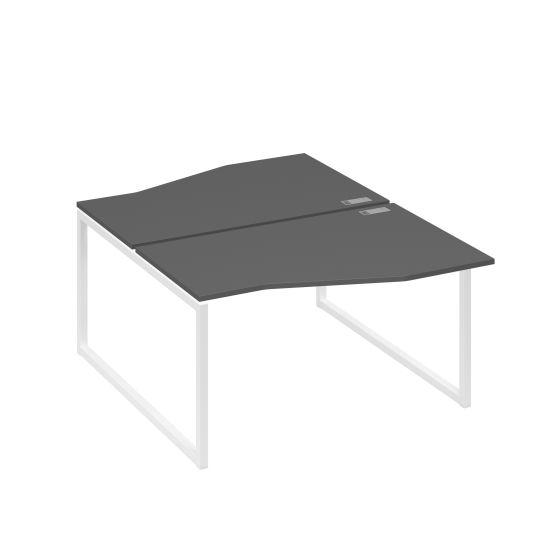 Рабочая станция столы (2х140) Техно каркас QUATTRO антрацит премиум / металлокаркас белый