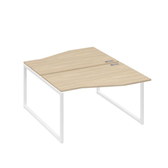 Рабочая станция столы (2х140) Техно каркас QUATTRO дуб скандинавский / металлокаркас белый