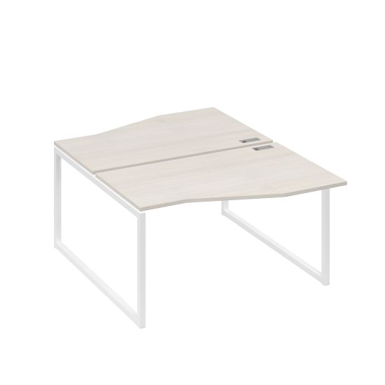 Рабочая станция столы (2х140) Техно каркас QUATTRO дуб / металлокаркас белый