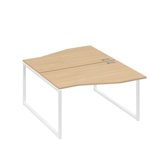 Рабочая станция столы (2х140) Техно каркас QUATTRO натуральный дуб / металлокаркас белый