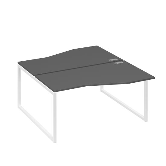 Станция каркас QUATTRO столы 2х160 Техно эргономичные антрацит премиум / металлокаркас белый