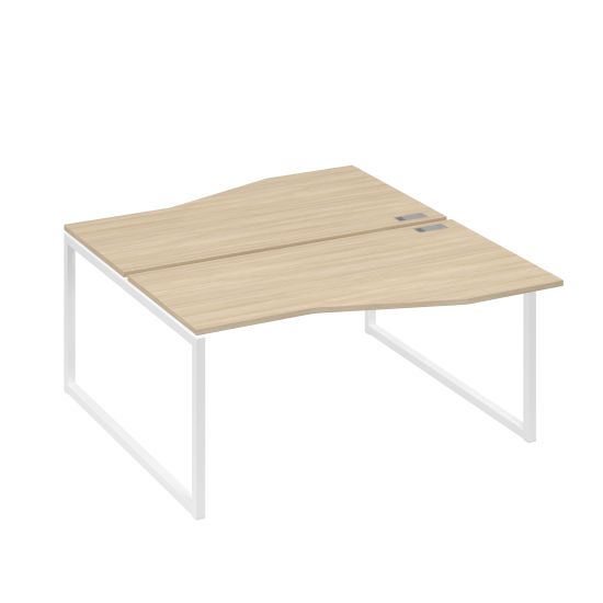 Станция каркас QUATTRO столы 2х160 Техно эргономичные дуб скандинавский / металлокаркас белый