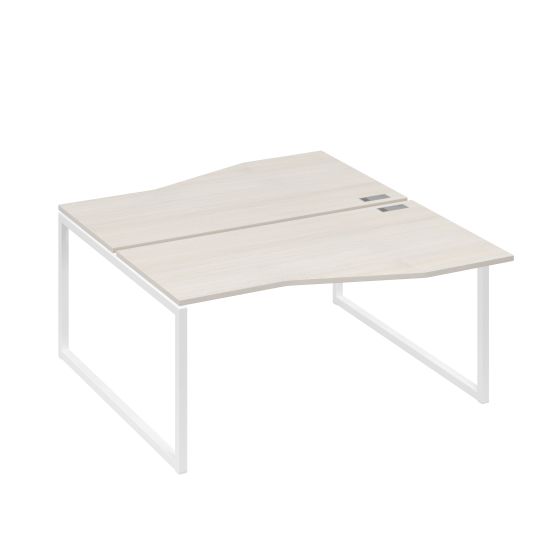 Станция каркас QUATTRO столы 2х160 Техно эргономичные дуб / металлокаркас белый