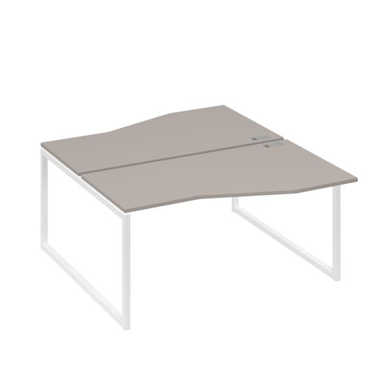 Станция каркас QUATTRO столы 2х160 Техно эргономичные мокко премиум / металлокаркас белый