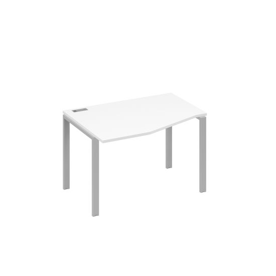Стол на металлокаркасе UNO эргономичный левый Техно белый премиум / металлокаркас серый