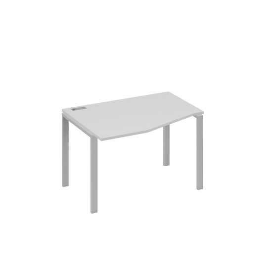 Стол на металлокаркасе UNO эргономичный левый Техно серый / металлокаркас серый