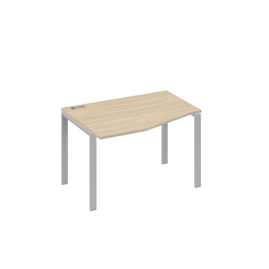 Стол на металлокаркасе UNO эргономичный левый Техно дуб скандинавский / металлокаркас серый