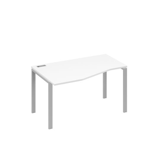 Стол левый Техно на металлокаркасе UNO эргономичный белый премиум / металлокаркас серый
