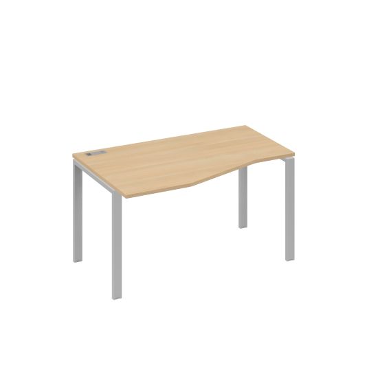 Стол левый Техно на металлокаркасе UNO эргономичный натуральный дуб / металлокаркас серый