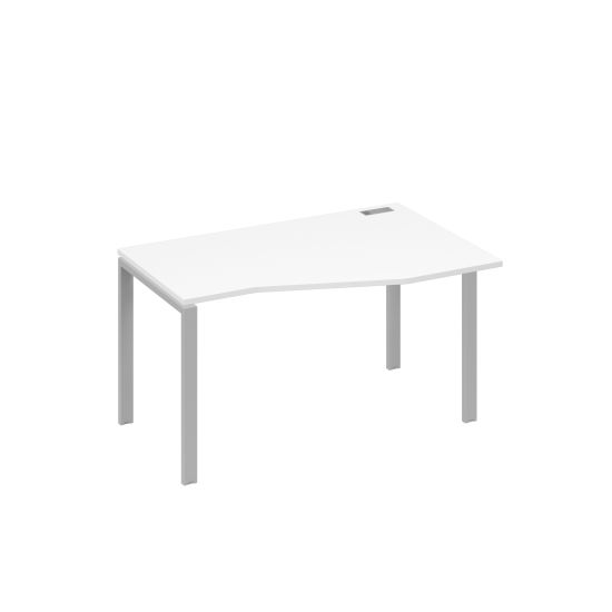 Стол на металлокаркасе UNO эргономичный правый Техно белый премиум / металлокаркас серый