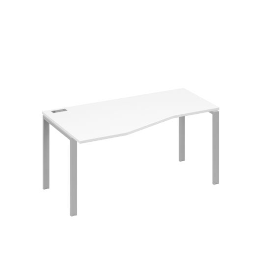 Стол эргономичный левый Техно на металлокаркасе UNO белый премиум / металлокаркас серый