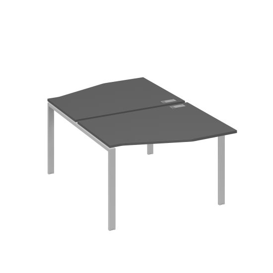 Рабочая станция столы Техно на металлокаркасе UNO (2х120) антрацит премиум / металлокаркас серый