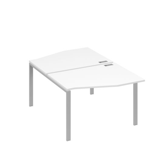Рабочая станция столы Техно на металлокаркасе UNO (2х120) белый премиум / металлокаркас серый
