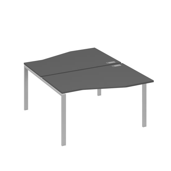 Рабочая станция каркас UNO столы (2х140) Техно антрацит премиум / металлокаркас серый