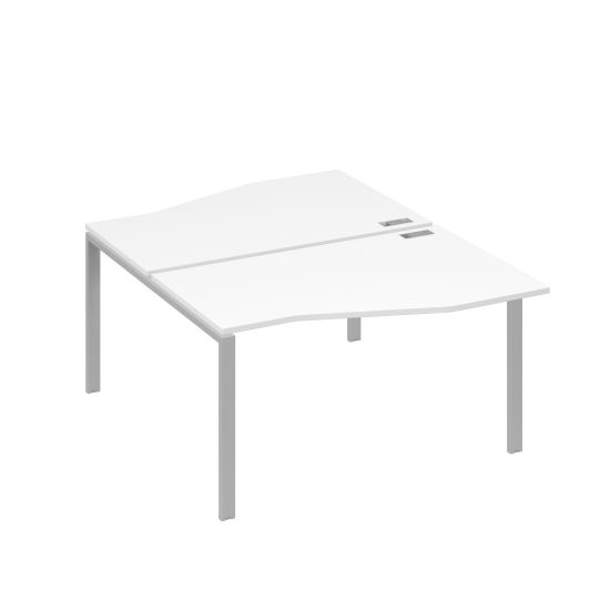 Рабочая станция каркас UNO столы (2х140) Техно белый премиум / металлокаркас серый