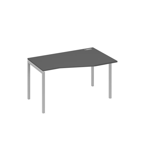 Стол на металлокаркасе DUE правый Техно эргономичный антрацит премиум / металлокаркас серый