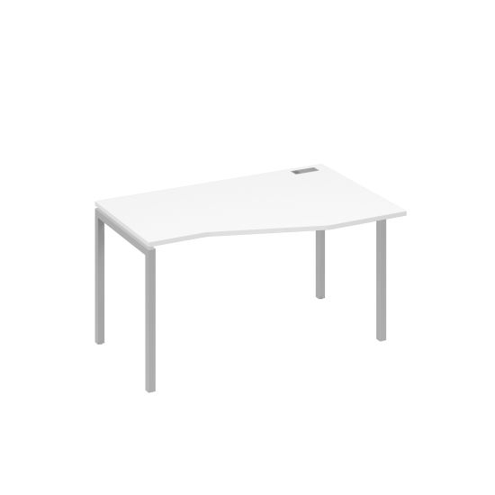 Стол на металлокаркасе DUE правый Техно эргономичный белый премиум / металлокаркас серый