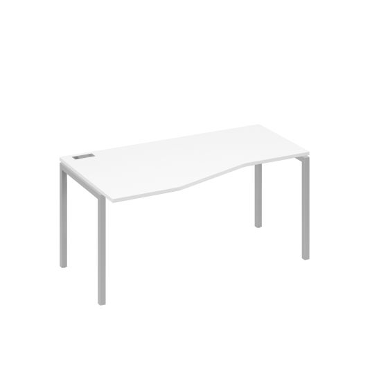 Стол эргономичный левый Техно на металлокаркасе DUE белый премиум / металлокаркас серый