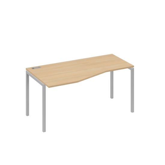Стол эргономичный левый Техно на металлокаркасе DUE натуральный дуб / металлокаркас серый