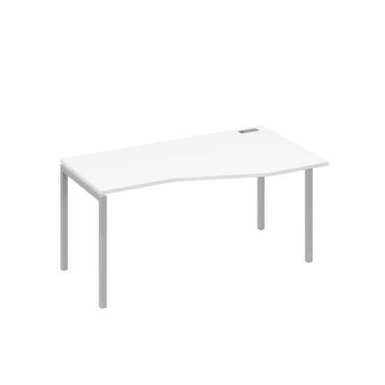 Стол эргономичный правый Техно на металлокаркасе DUE белый премиум / металлокаркас серый