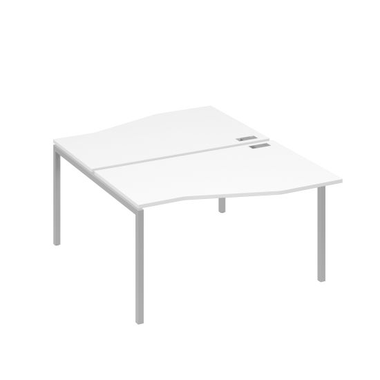 Рабочая станция каркас DUE столы (2х140) Техно белый премиум / металлокаркас серый