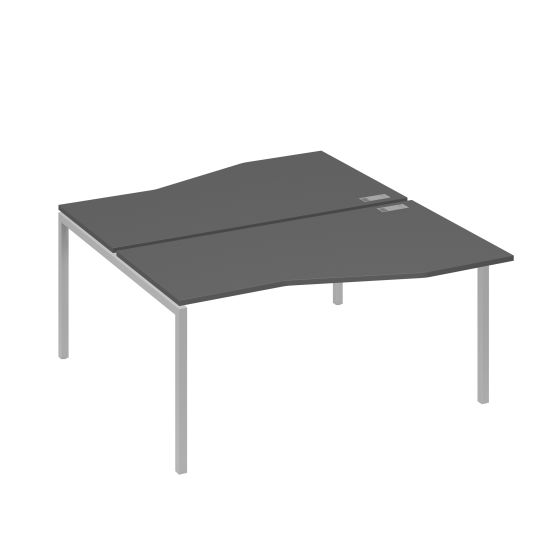 Станция со столами Техно эргономичными (2х160) каркас DUE антрацит премиум / металлокаркас серый